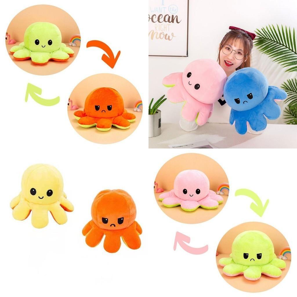 Adorable Double-sided Flip Reversible Octopus Plush Toy For Kids With Soft Texture