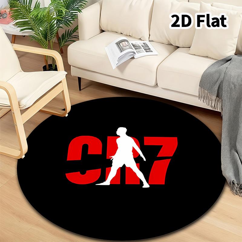 Cr7 Round Area Rug Carpet Rug For Living Room Bedroom Sofa Playroom Decor Nonslip Floor Mat