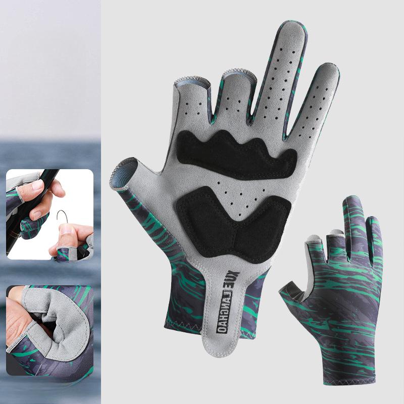

Новые рыболовные перчатки Нескользящие перчатки для ловли на приманку Летнее уличное рыболовное снаряжение Ледяной шелк Защита от солнца Перчатки без пальцев L