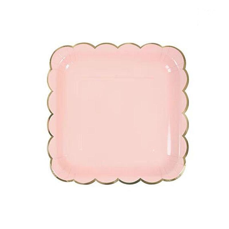 Disposable Paper Plate Lace Cups Hot Stamping Lace Dessert Paper Plates Tableware Wedding Happy Birthday Party Supplies