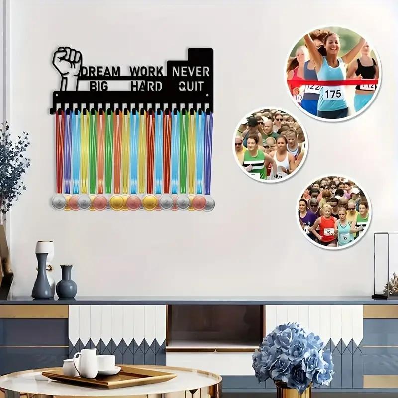 

1Pcs 20Hooks Large Capacity Wall-Mounted Storage Hooks Multi-Functional Medal Awards Hanging Display Rack Key Hooks Home Decor A