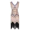 Retro Sequined Beaded Dress Front and Rear Deep V-neck Fashionable Fringed Dress, Popular Evening Dress