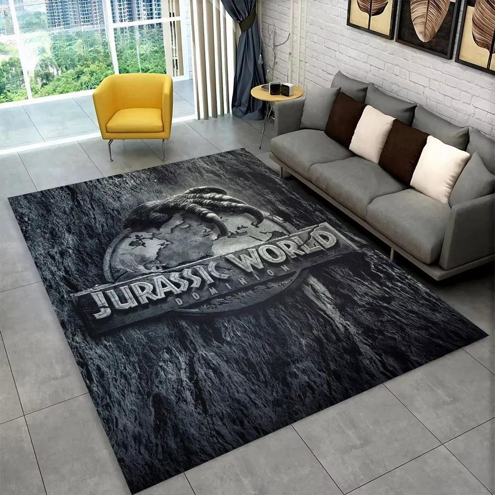 3D J-Jurassic Park Dinosaur Carpet Large Area Rug Bedroom Kids’ Playroom Floor Mat Non-Slip Living Room Decor Fun Sofa Accent