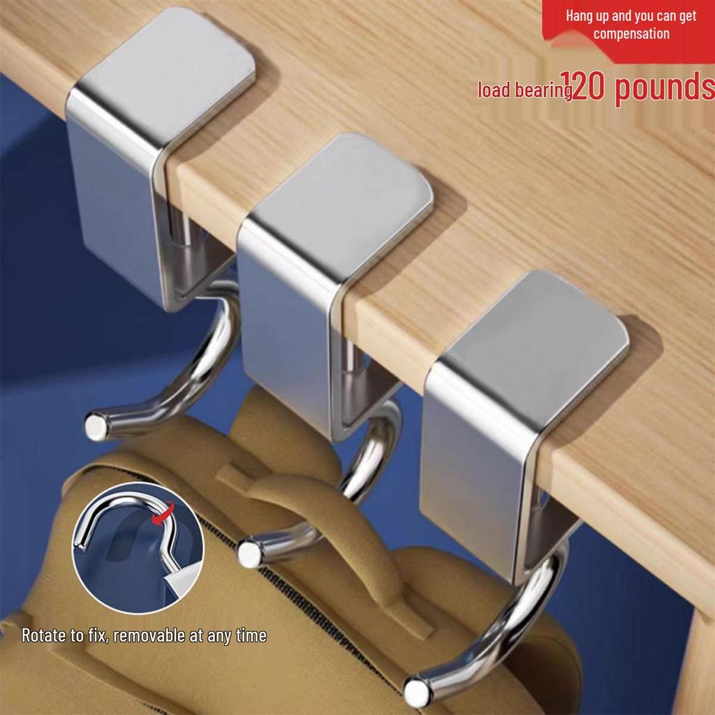 Verstellbarer Schreibtischkanten-Taschenhaken für Schule und Büro, Installation ohne Bohren, beweglich und belastbar.