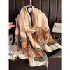 Spring and Autumn Bead Simulation Silk Scarf Female Elegant Versatile Embroidered Begonia Flower Long Scarf Summer Sunscreen Scarf