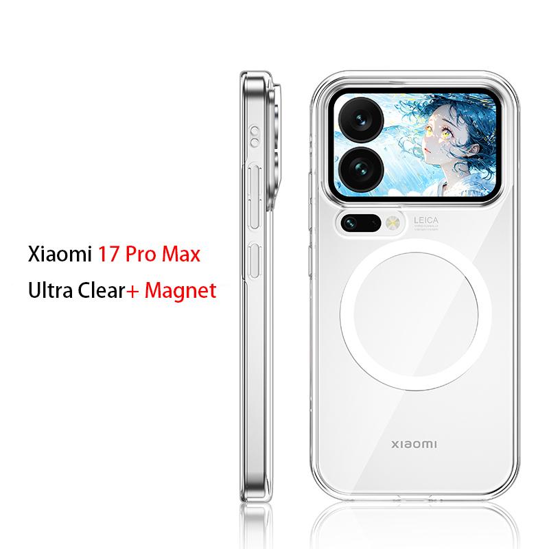 For Xiaomi 17/17 Pro/17 Pro Max Case Magsafe Clear Non-Yellowing Skin Friendly Screen Lens Protection Rigid Soft Grip Cover