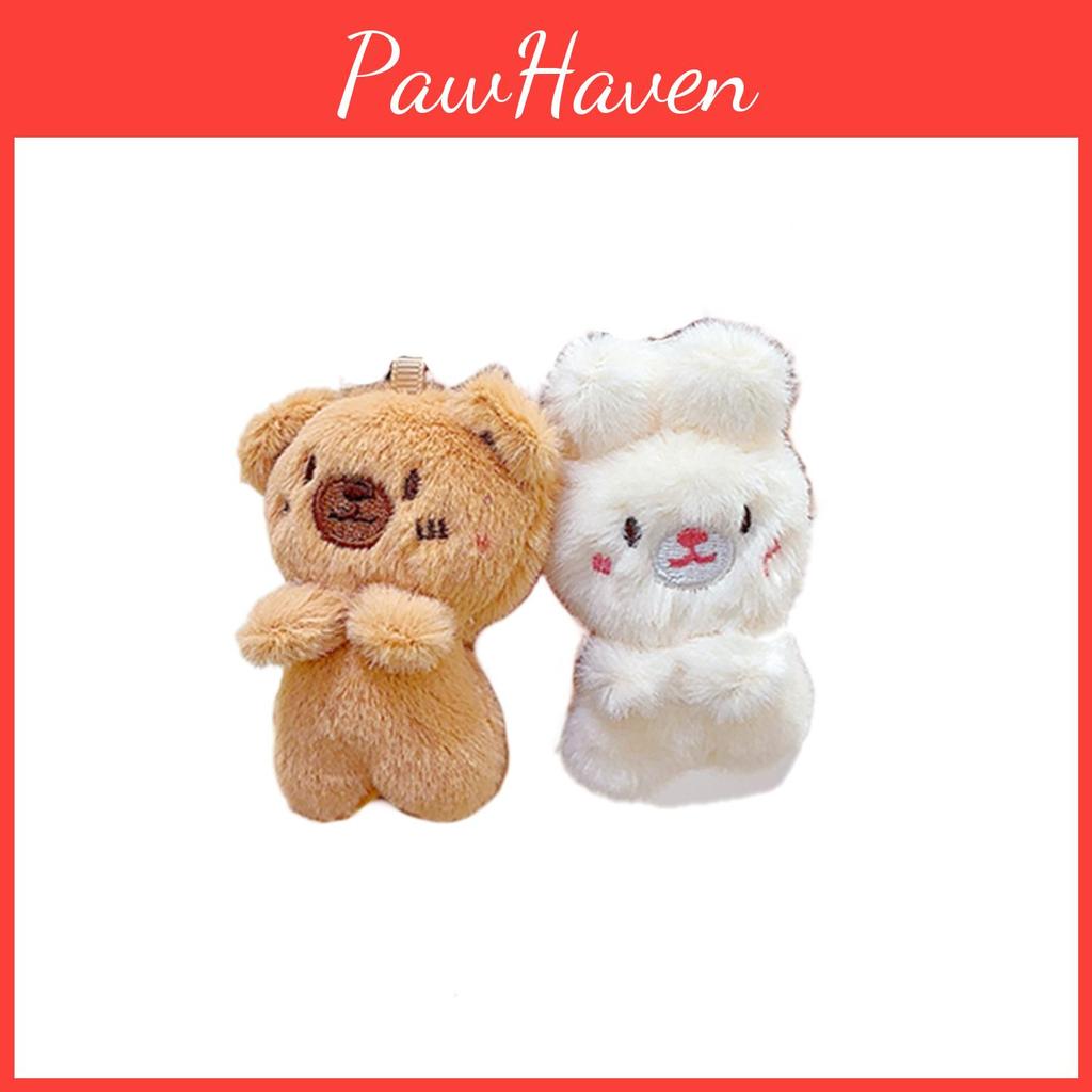 Rabbit Bear Plush Animal Keychain Set With Soft Fur For Kids And Collectors