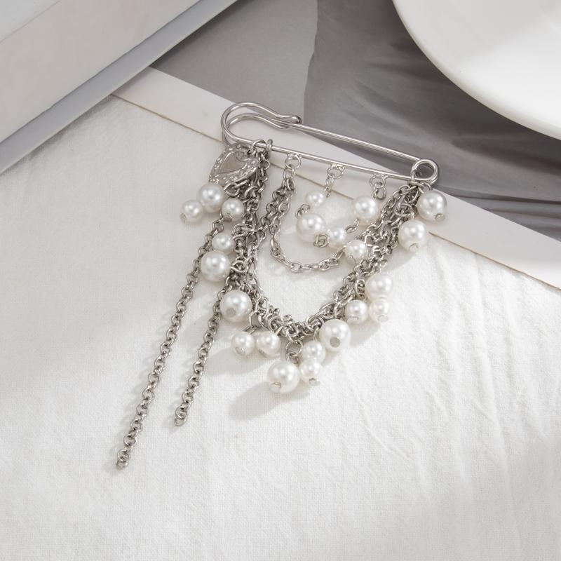 Imitation Pearl Heart Pendant Brooch Detachable Button Clasps Trouser Leg Decor Brooch Tassel Adjustable Jean Fit Tighten Buckle