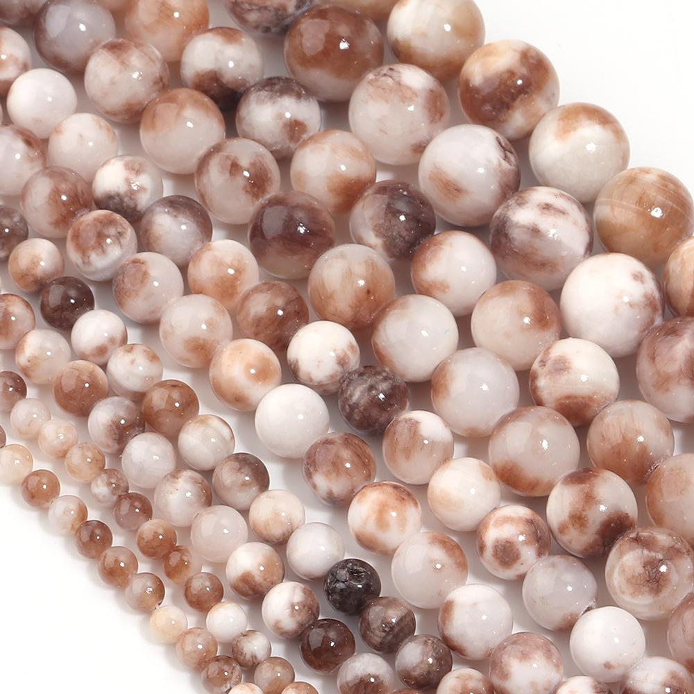 4/6/8/10/12mm Natural Stone Coffee White Persian Jade Beads Round Loose Beads For Jewelry Making DIY Bracelets Necklace Findings