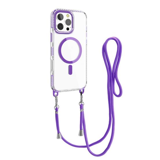 Magnetic Clear Phone Case for IPhone 16 Series Shockproof Crossbody Phone Case with Shoulder Strap Phone Protective Cover Compatible with for MagSafe