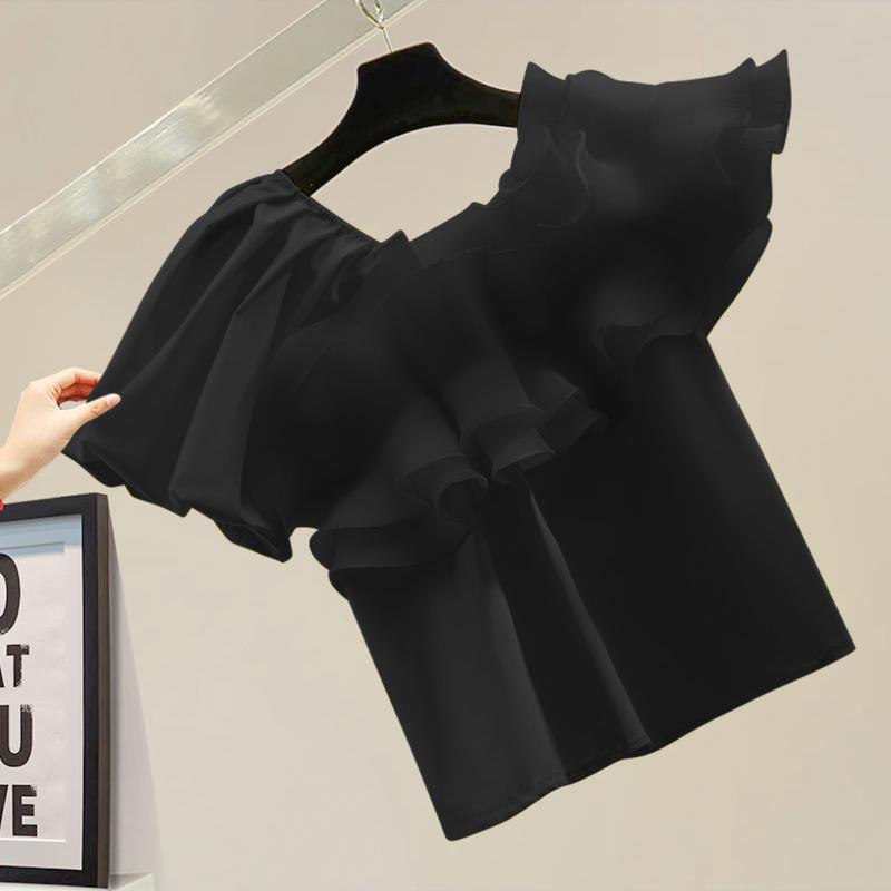 

ZANZEA Женские летние многослойные блузки с квадратным вырезом и короткими рукавами и оборками XL