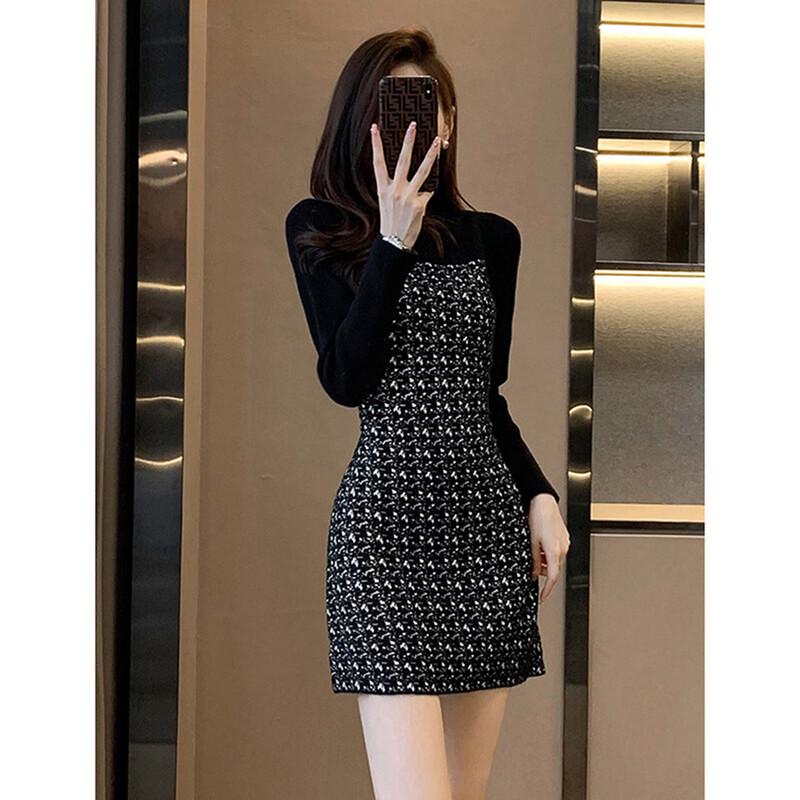 JK&JS Elegant European Style A-Line Knit Dress
