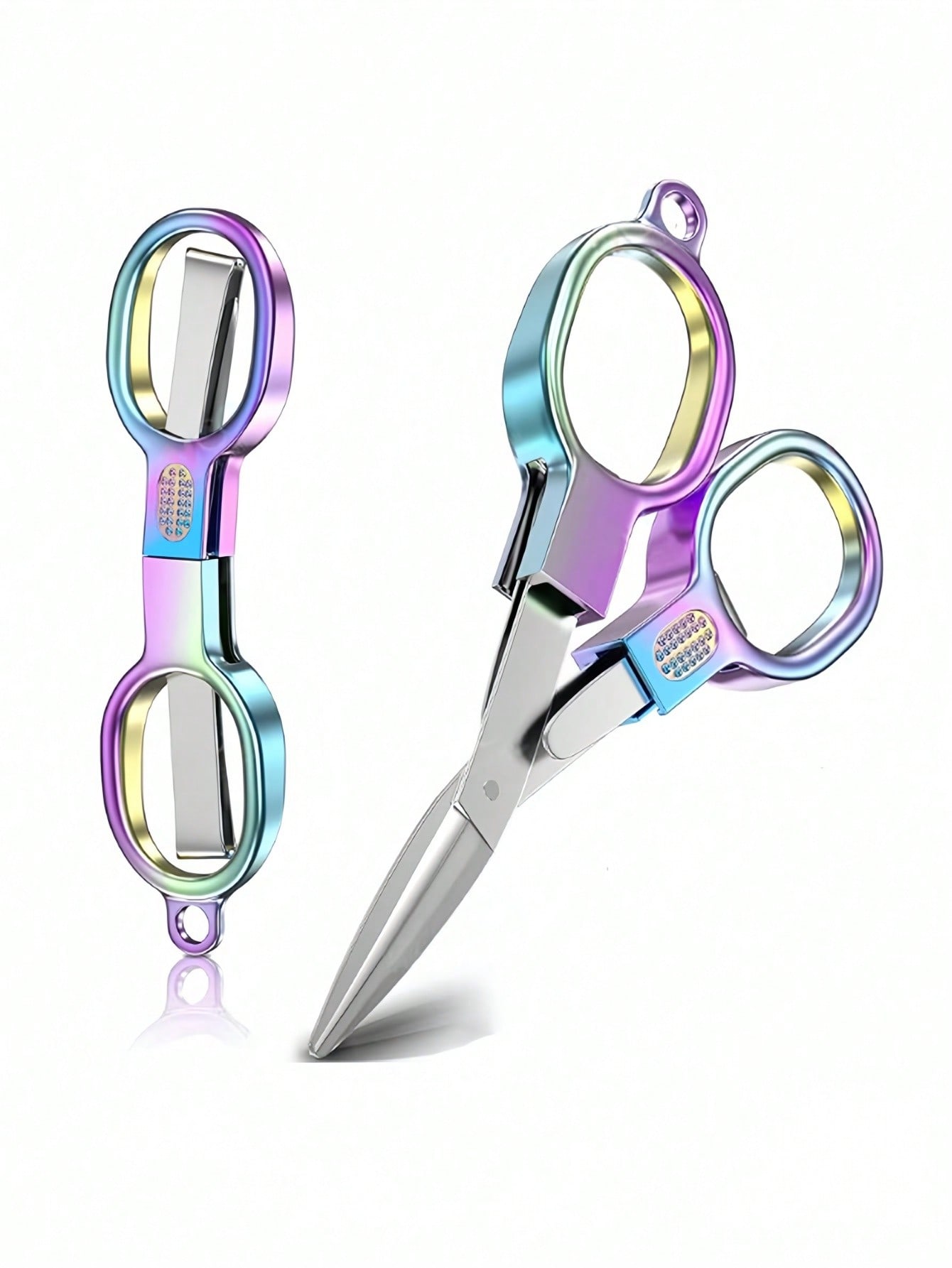 

Double Circle Retro Folding Scissors Portable Small Scissors Carry Mini Private Fishing Travel Home Trumpet. 1pcs