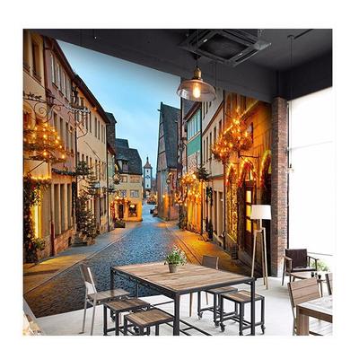 Europejski Retro Tapeta 3D Pokój Hotelowy Ulica Noc Miasto Duża Tapeta Muralowa