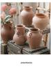 Handgefertigte rote Terrakotta-Vase im Wabi-Sabi-Stil mit doppelten Henkeln - Retro-Grobkeramik für Trockenblumen