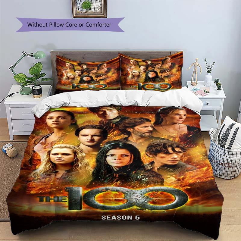 The 100 TV Show Bedding Set, Season 5 Poster Duvet Cover Set, 3Pcs Bed Set with 2 Pillowcases for Fan Bedroom Decor, No Comforter