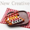 Moin Moin Miniature Sweets Set (5 Pieces) + Plate + Wooden Tray + Silver Cutlery Set (2 Sets)  16 112 Scale Cafe Bread Realistic Desserts with