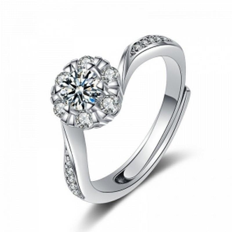 [Copper Products] Diamond-Encrusted Zircon Niche Design Opening Simple Ring Ring Woman