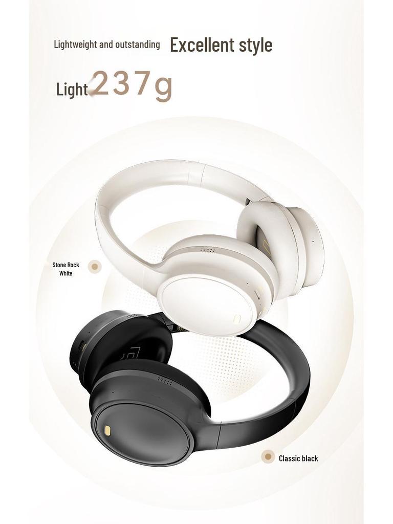 ANC Over-Ear Wireless Noise-Canceling Headphones with Long Battery Life and Heavy Bass - Minimalist Full-Ear National Tide Style.
