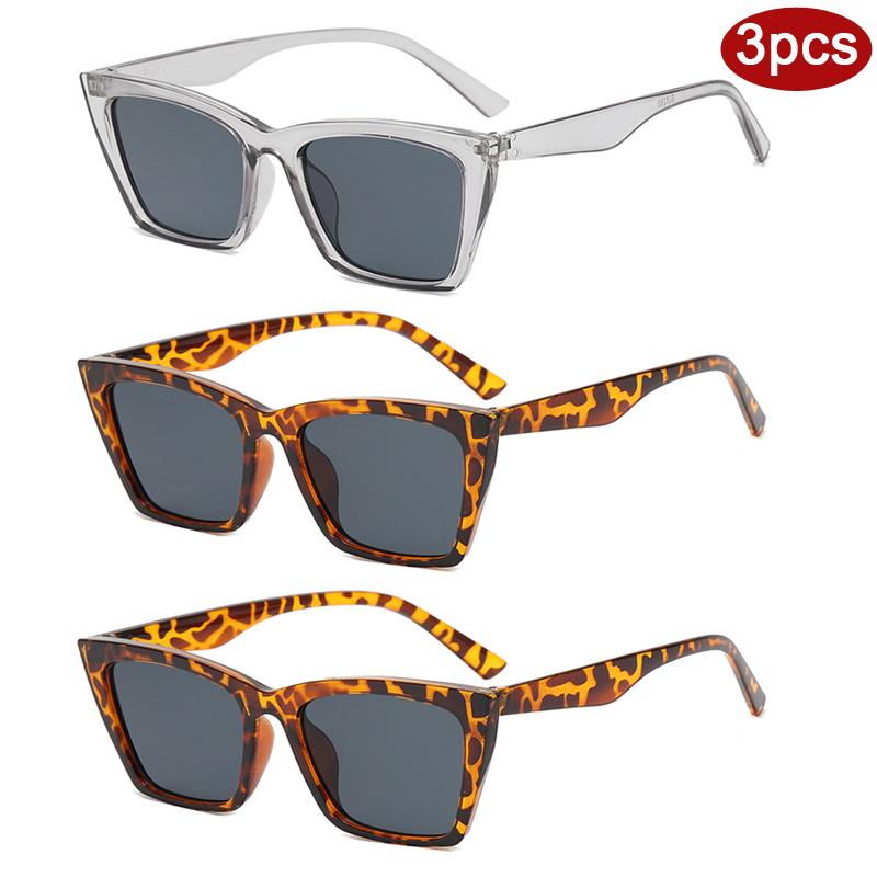 Protective Glasses 3pcs Fashion Women Cat Eye Sunglasses Simple Style Sun Glasses Female Black Lens Design UV400 Driving Eyewear
