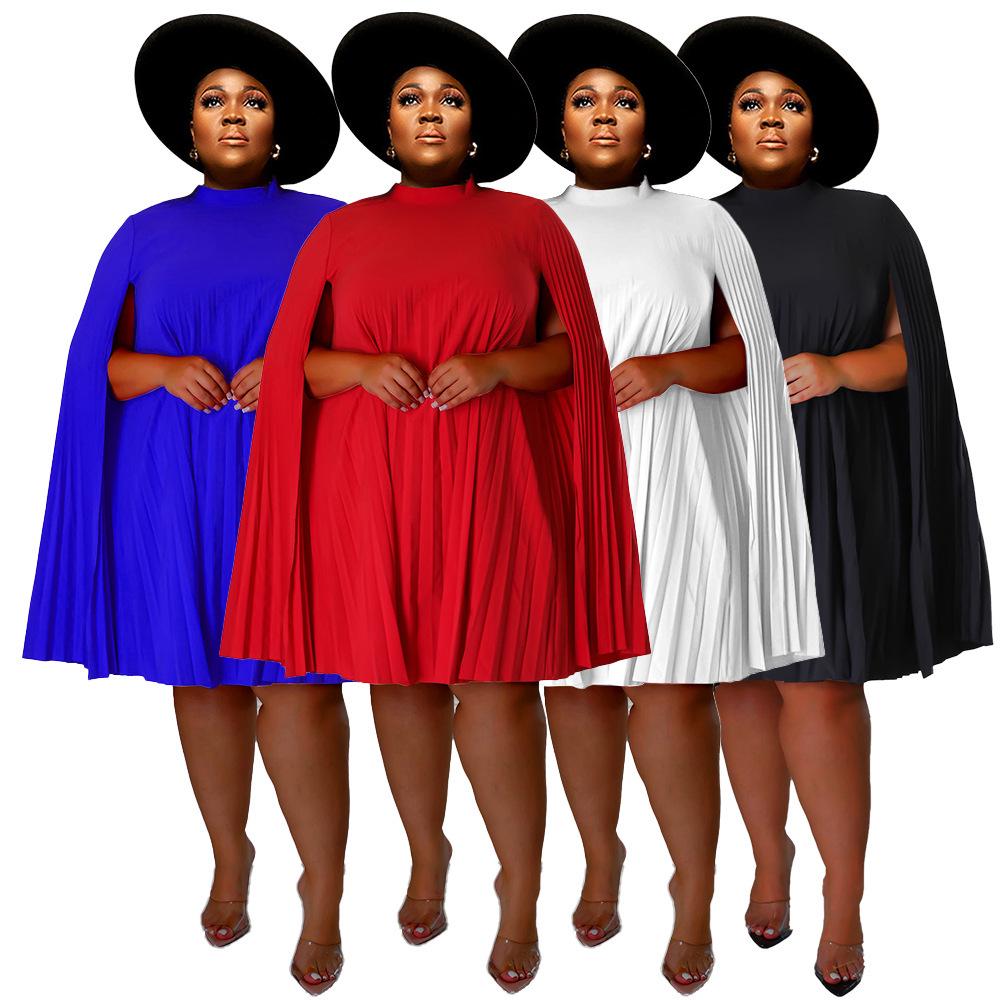 

Plus Size Bell Sleeve Pleated Flare Mini Dress L