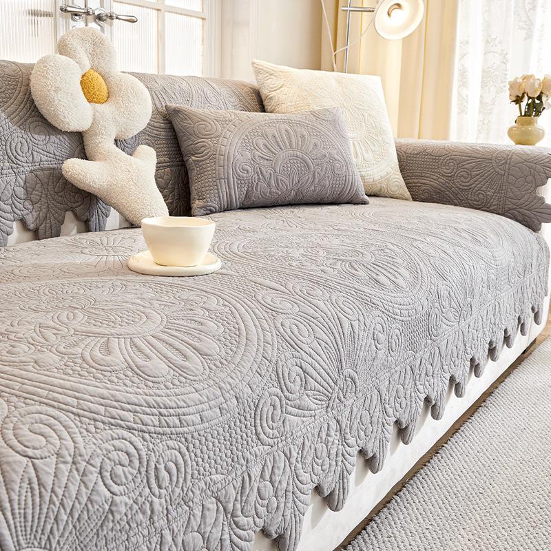 Cotton Sofa Cushion Non-Slip Pure Cotton Fabric Seat Cushion French Simple Modern Four-Season Universal Sofa Cover Cloth Towel