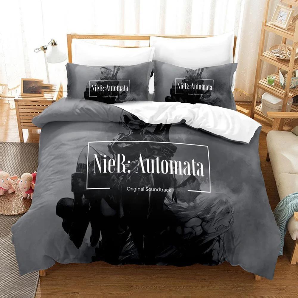 Game NieR Automata YoRHa No.2 Type B 2B Bedding Set Boys Girls Twin Queen Size Duvet Cover Pillowcase Bed Kids Adult