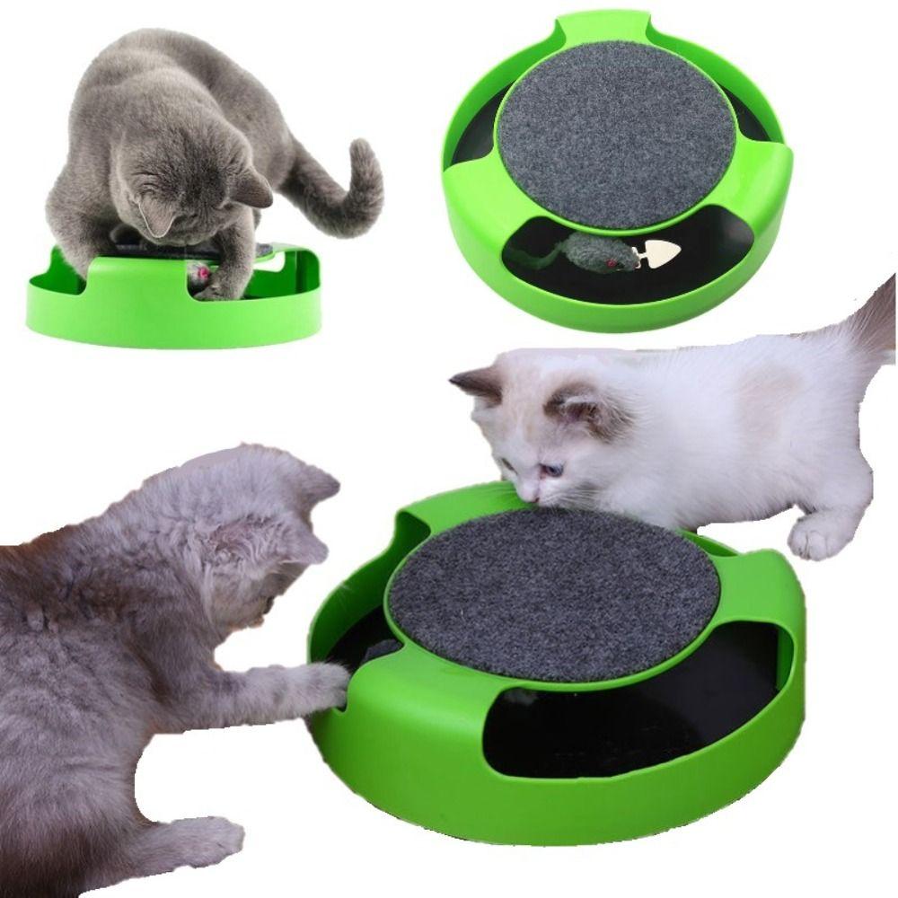 

Plastic Kitten Interactive Toys Playing Teasing Cat Scratcher Toy Cat Turntable Mouse Toys Pet жовтий