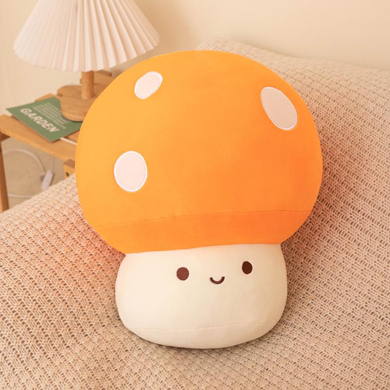 Cute Mushroom Plush Toy Soft Red Mushroom Plushie Pillow Kawaii Squishy Doll Stuffed Hugging Pillows Gift for Kids Gift