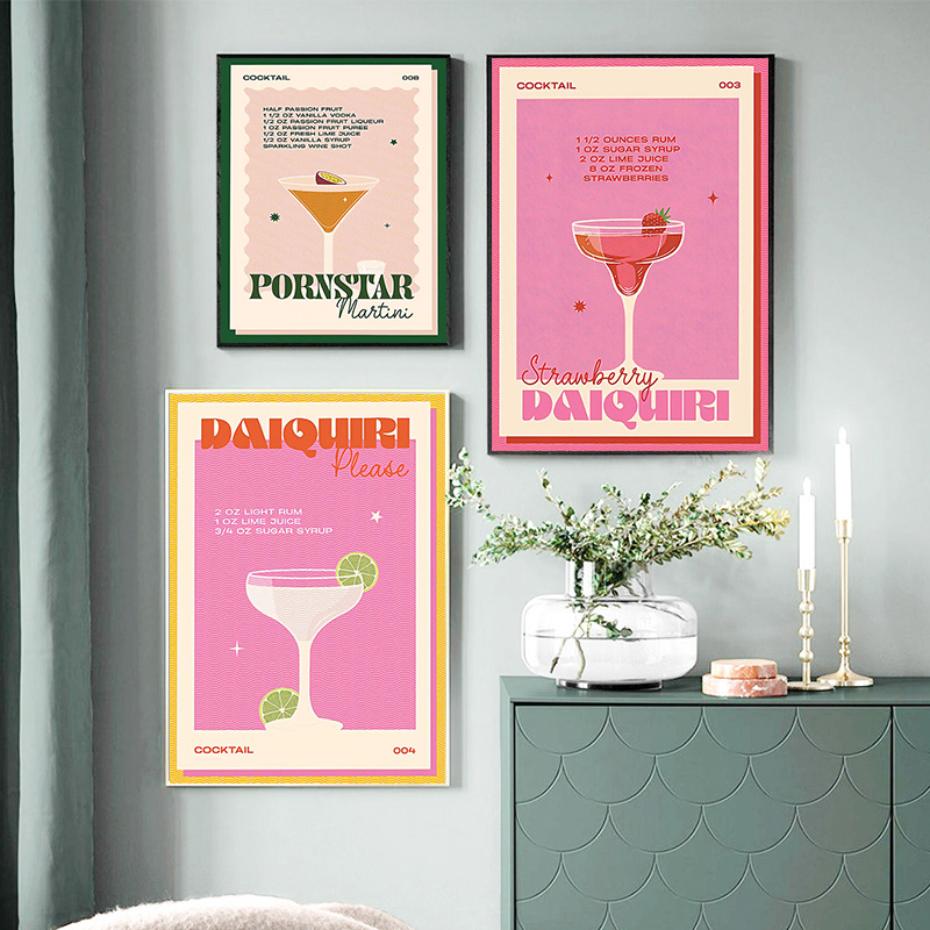 Cocktail Mojito Juice Drink Poster Bar Vintage Wall Painting Nordic Poster and Print Living Room Decorative Wall Picture Cuadros