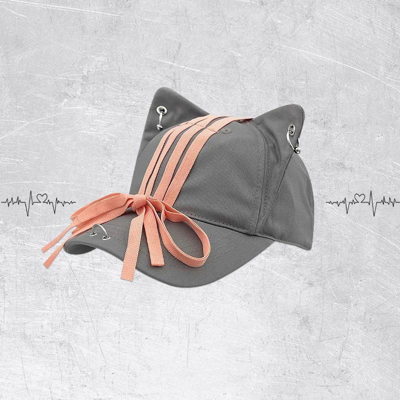 2025 Girls niche sweet cool Y2K devil head dark series straps bow cat ears baseball hat