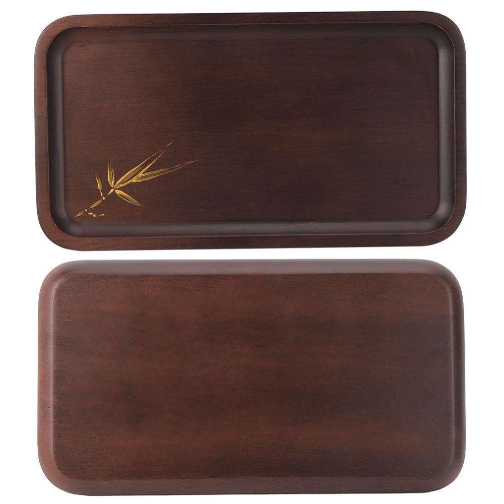 Wood Rectangular Tea Tray Rectangular Shape Snack Platter Bamboo Tea Tray Household Kitchen