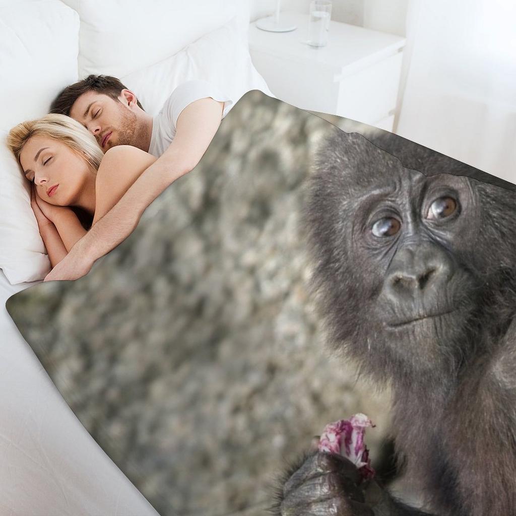 Cute Baby Gorilla Throw Blanket warm winter Camping for sofa Single Blankets