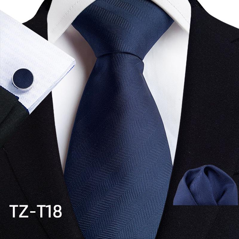 2025 Men's Retro Stripe Solid Tie, Pocket Square & Cufflinks Set