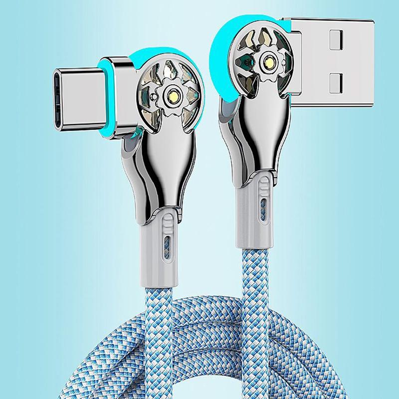 1M 2M Usb To Type C Fast Charging 180 Degree Rotation Cable Alloy Braided Data Cable For Xiaomi Samsung Huawei Phone Charger