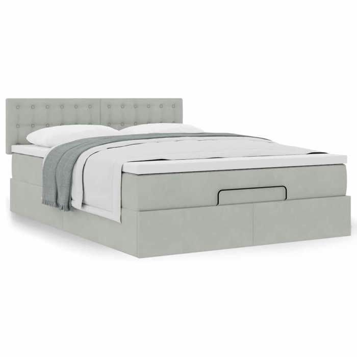 Maison Exclusive - Cadre de lit ottoman et matelas gris clair 140x190 velours