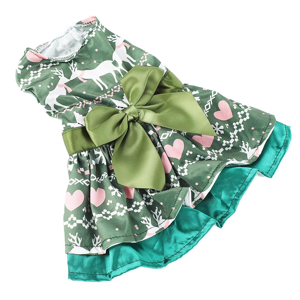 Dog Dress Fashion Cute Christmas Theme Heart Deer Pattern Puppy Summer Dress for Christmas Party