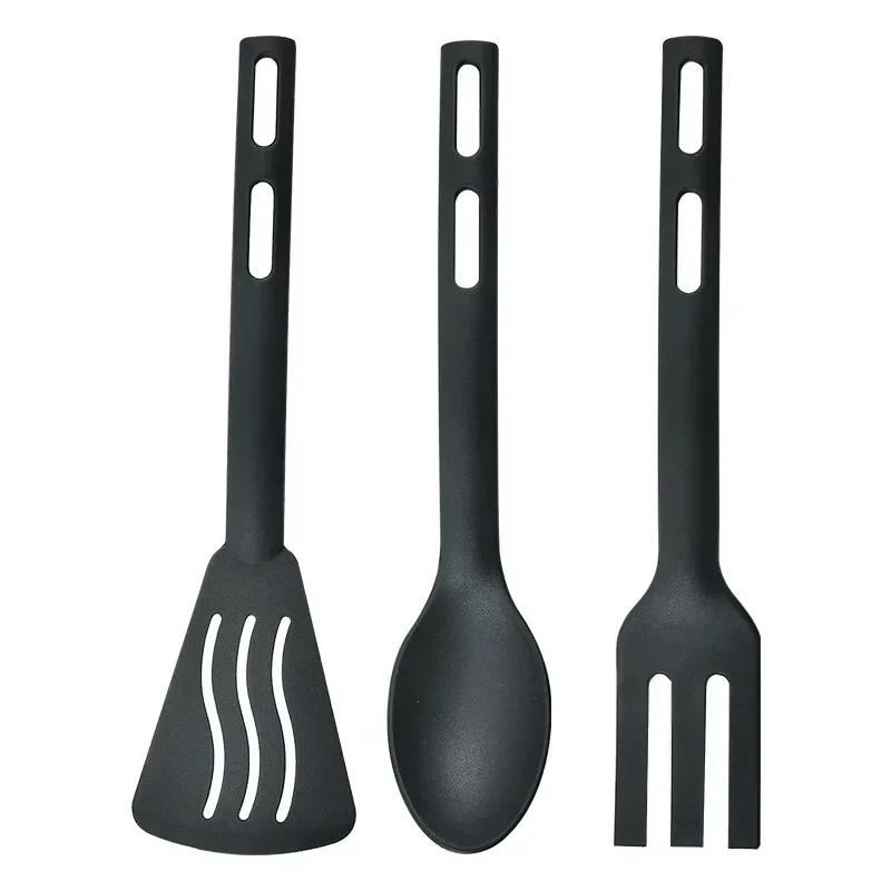 3PCS Mini Nylon Kitchen Utensils Set For Kids Kitchen Cooking Tools  Slotted Turner Solid Spoon Fork Spade Fork Spoon Dinnerware