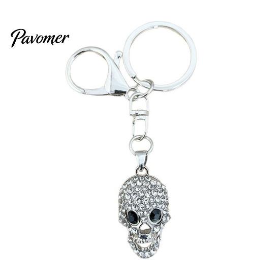Sparkling Skull Keychain Bling Rhinestone Keychain, Halloween Gothic Car Key Ring Keyring Pendant, Handbags Backpacks Purse Charm Accessory