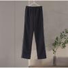 Sudadera Corta Casual a Rayas Traje Deportivo Mujer Otoño Sudadera con Cremallera Suelta Cordón Elástico Pantalones de Pierna Ancha Conjunto de Dos Piezas