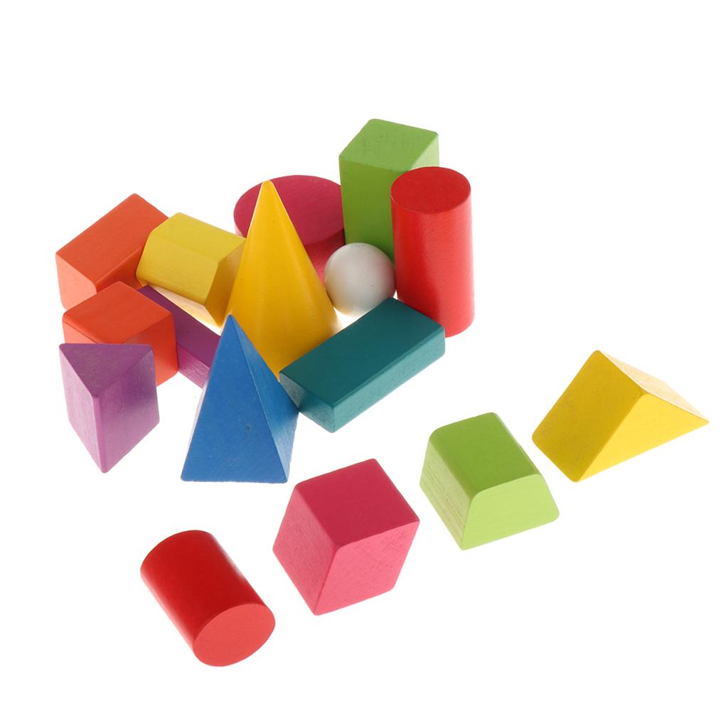 16pc Math Manipulatives Geometry Set Blocks for Kids Preschool Learning Toys