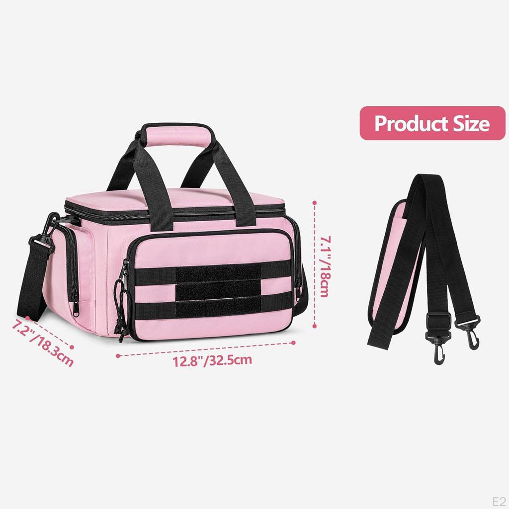 Pink Tool Bag for Women Tote Girls Pouch Ladies Withwith Double Zippers Portable 13 inch