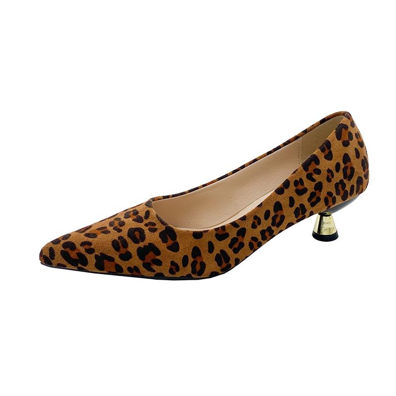 Women Leopard Grain Pumps Pointed Toe Party Mules Slip On High Heel Wedding Shoes