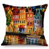 Mediterranean Beautiful Italy Venice City Scenery Oil Painting Style Sofa Decoration Pillow Case Ocean Landscape Cushion Cover