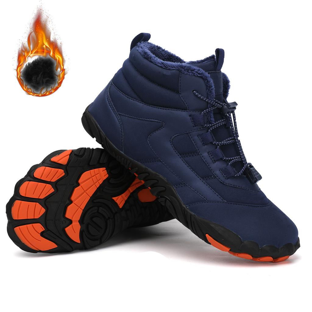 New Five-finger Cotton Shoes Men's Velvet Thickened Warm Hiking Shoes Waterproof, Non-slip and Wear-resistant Sports Snow Boots Women