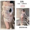 Sex underwear transparent multi-color hollow hip mesh dress sexy long sleeve one-word shoulder perspective nightdress free