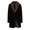 Men's Mid-Length Wool Coat with Faux Mink Fur Lapel - Fashionable, Casual, and Warm Dad's Wear