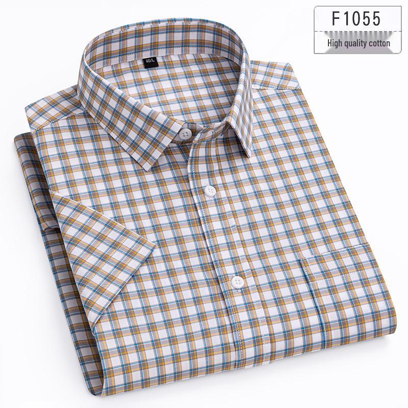 Men's 2024 Summer Thin Pure Cotton Short Sleeve Business Shirt