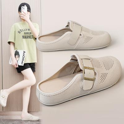 New Canvas Half Slippers Women Shoes 2025 Summer Breathable Slides Thick Bottom Heightening Casual Shoes Fashion Slippers Women