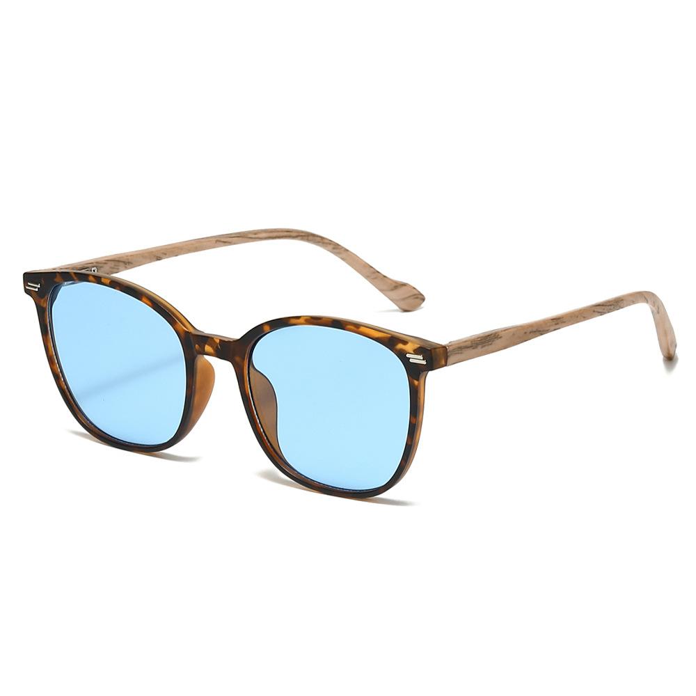 

New Luxury Leopard Oval Fashion Women Sunglasses Retro Simple Gradient Wood Grain Leg Rivet Men Sun Glasses Uv400 as picture